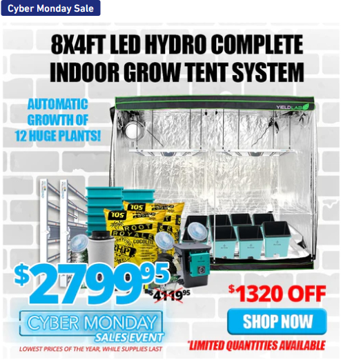 8x4ft LED Hydro Complete Indoor Grow Tent System